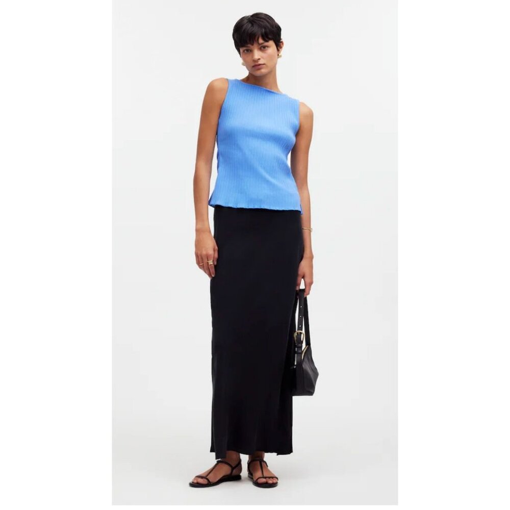 Madewell $58 Ribbed Boatneck Tank Top Celeste Blue Size XL NR232